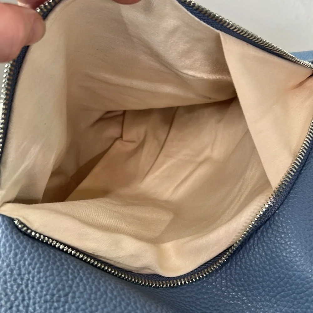 Valentina Chic Blue Leather Convertible Backpack Sling Bag with Silver Details